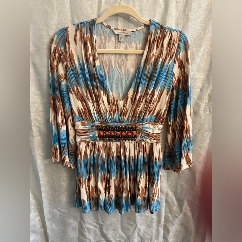 Boston Proper jeweled top. Size: XS.  Multi-color.